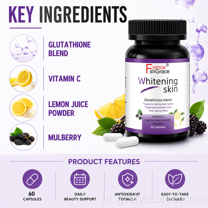 Melhor Shecome Skin Whitening 60 Cápsulas 5000mg Antioxidante